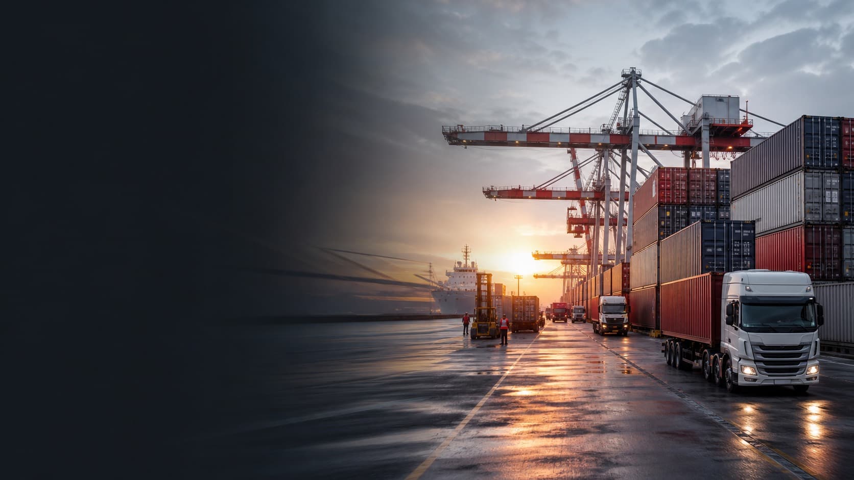 Terminal de containers com fluxo logístico internacional